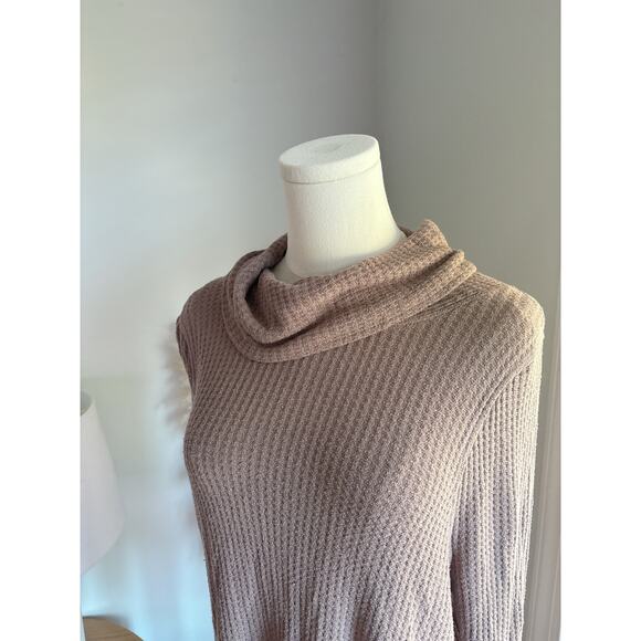 Free People Kristina Drippy Thermal Cowl Neck Top Mushroom Small - Picture 3 of 9